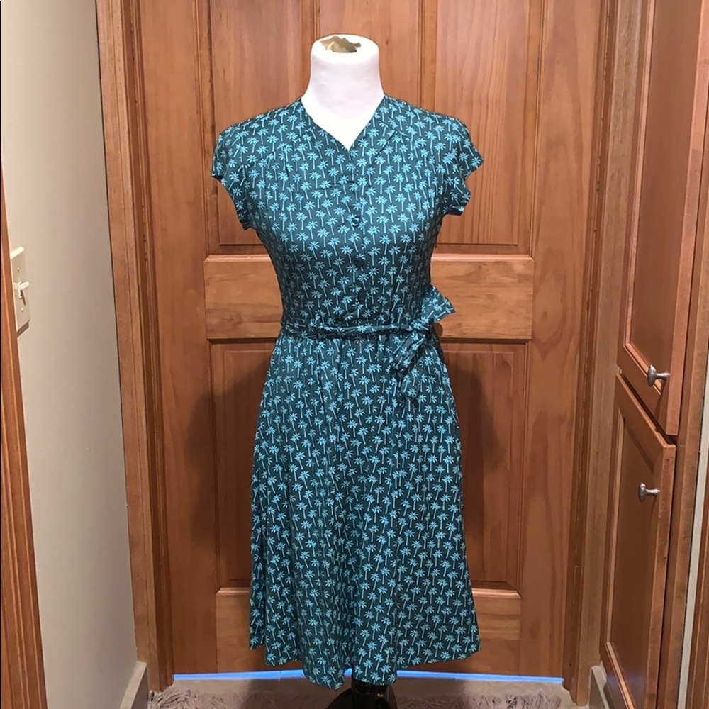 ModCloth “Circus” Dress Palm Trees UK8/US4 Green
